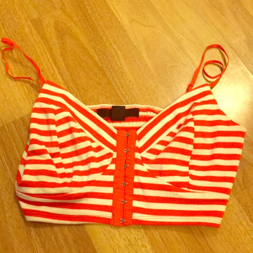 Orange and white basic striped bralette